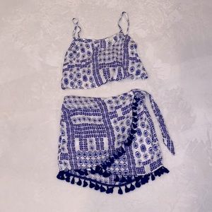 Forever 21- Mini Blue and white matching set